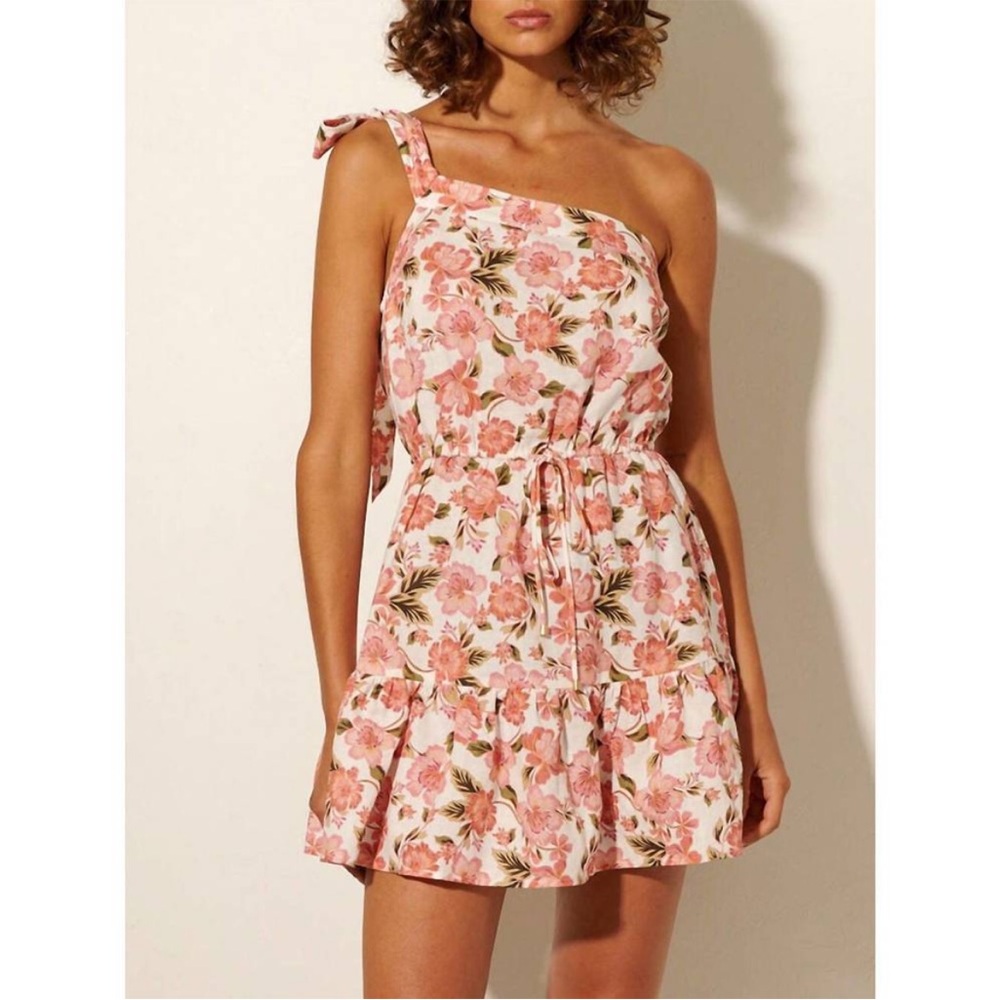 Kivari Honor one-shoulder mini dress in Mila Peach. USA 6.